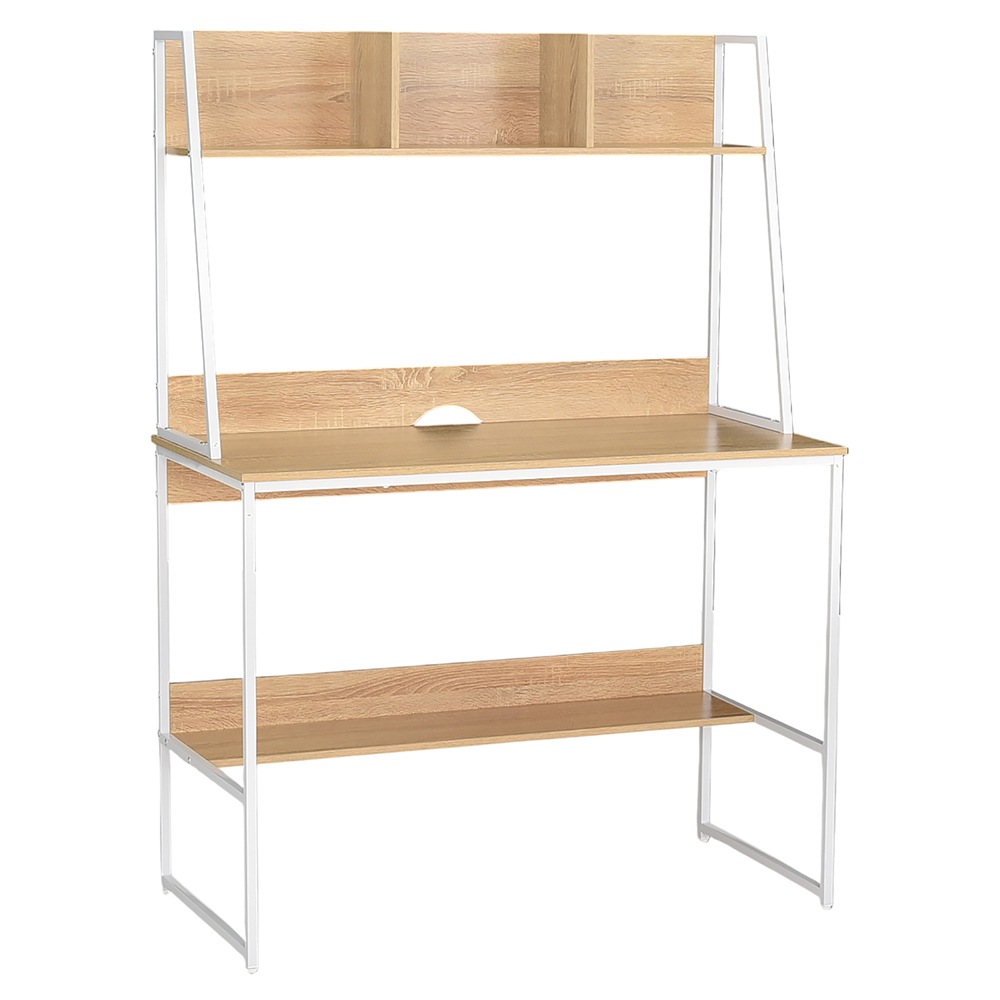 【ターブル】 デスク 幅100cm 収納棚付きデスク 学習デスク PCデスク 机 スチール脚