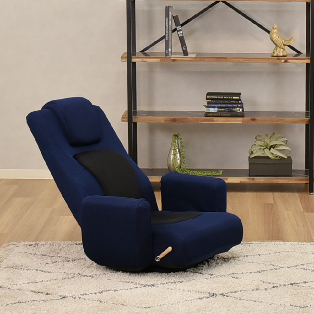 【ゴロンタ】 回転座椅子 肘付き フロアチェア リクライニング レバー式無段階リクライニング