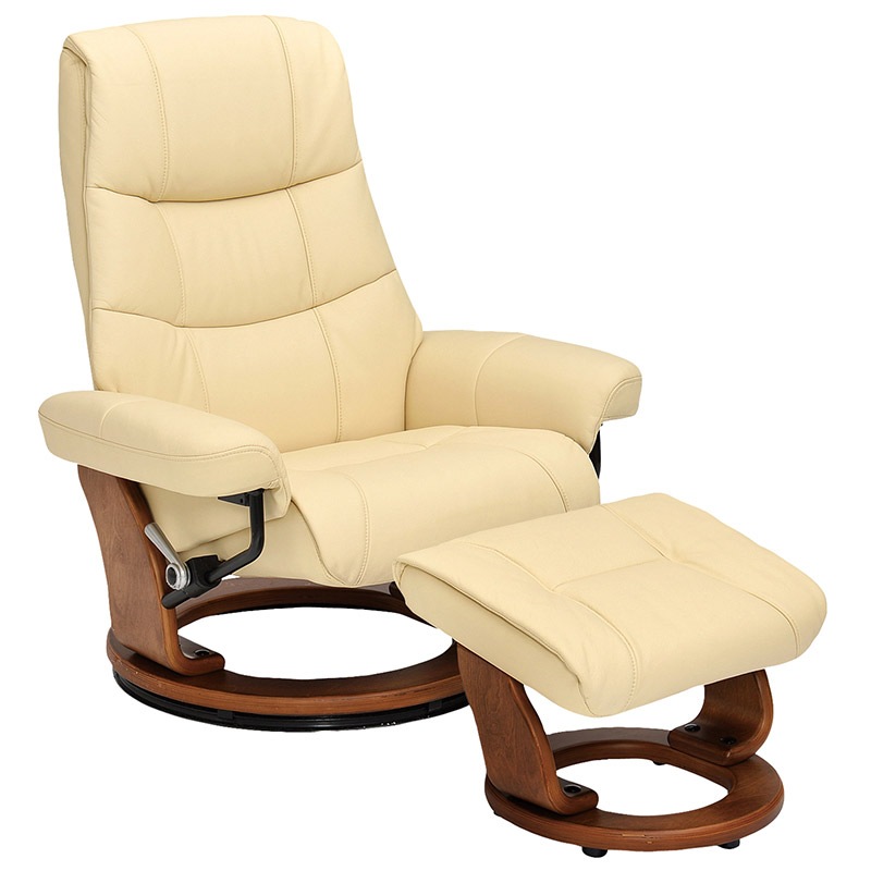 【ガルネ】 パーソナルチェア リクライニングチェア 1P 1人掛け オットマン 本革 360度回転