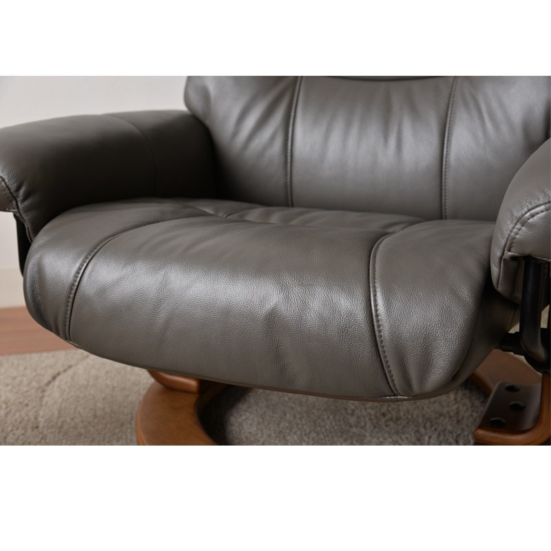 【ガルネ】 パーソナルチェア リクライニングチェア 1P 1人掛け オットマン 本革 360度回転