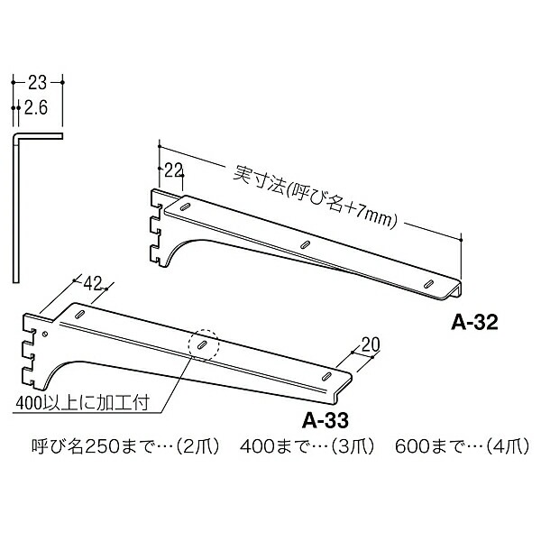 ロイヤル 木棚板専用ブラケット ウッドブラケット 左右セット A-32/33