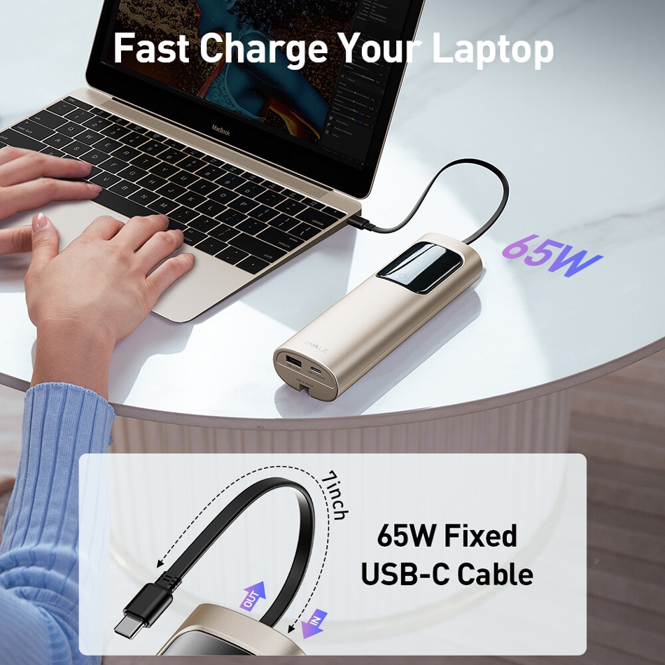 iWALK モバイルバッテリー TANKER 20000mAh ギフト対応可 65W急速充電 3台同時充電 USB-C Mac Book iPhone iPad Air Pods Apple Watch ノートPC タブレット