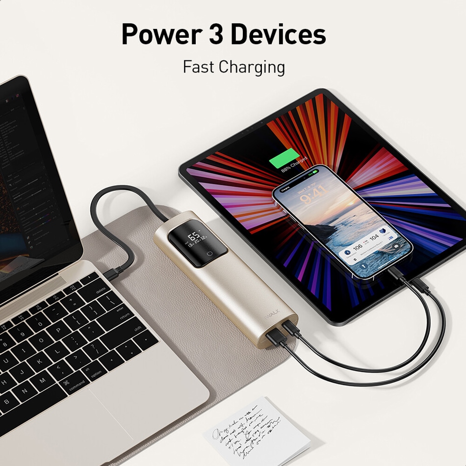iWALK モバイルバッテリー TANKER 20000mAh ギフト対応可 65W急速充電 3台同時充電 USB-C Mac Book iPhone iPad Air Pods Apple Watch ノートPC タブレット