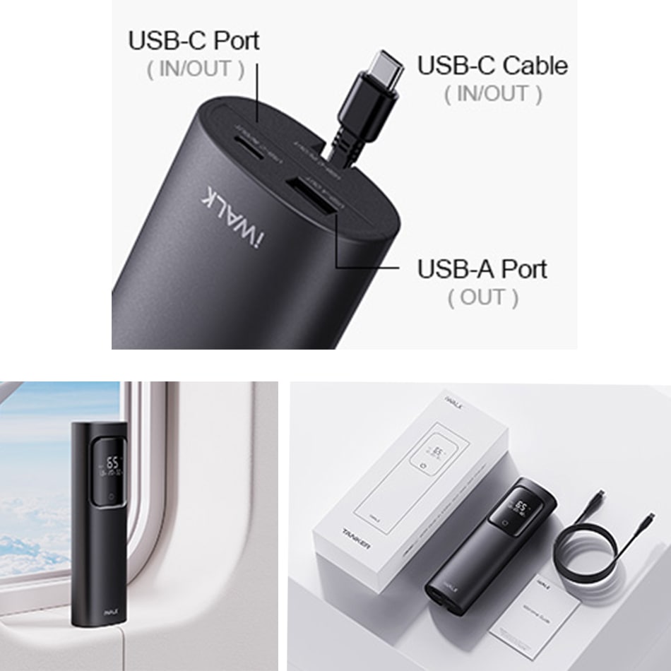 iWALK モバイルバッテリー TANKER 20000mAh ギフト対応可 65W急速充電 3台同時充電 USB-C Mac Book iPhone iPad Air Pods Apple Watch ノートPC タブレット