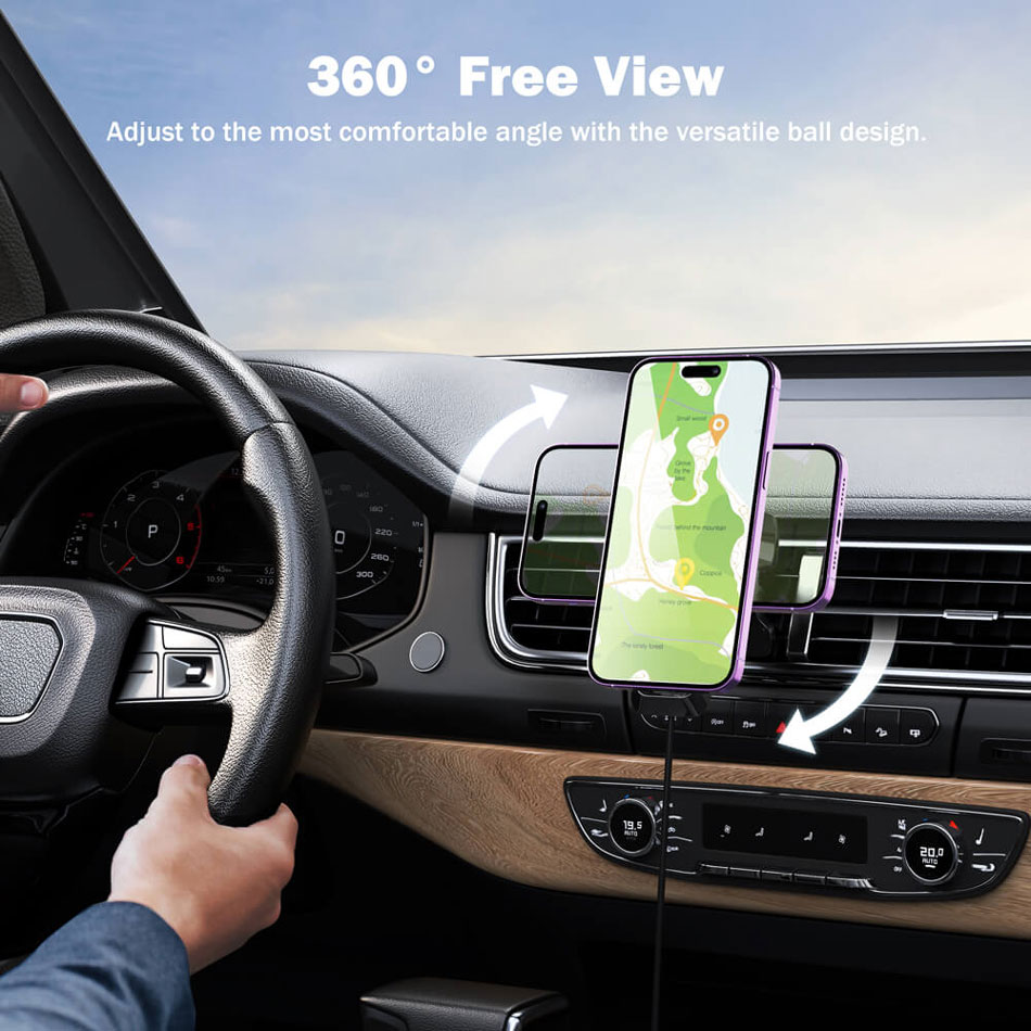 車載ホルダー ワイヤレス充電器 iwalk アイウォーク ギフト対応可 スマホ 携帯 スマートフォン マグネット スマホホルダー iphone 充電 エアコン吹き出し口 クリップ式 超強力 レビュープレゼント