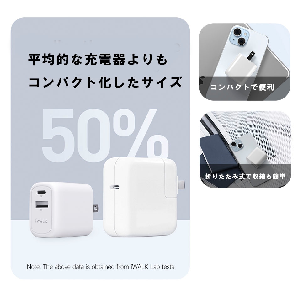 ACアダプター iwalk USB type c ギフト対応可 type a PSE認証 コンセント スマホ PD 急速充電 iPhone 折りたたみ タイプC メーカー アイウォーク モバイルバッテリー パソコン 折り畳み式プラグ iWALK 正規代理店