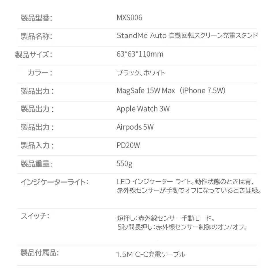iWALK 3-in-1 ワイヤレス充電器 StandMe Auto 自動回転スクリーン充電スタンド 充電器 充電スタンド マグネット付き