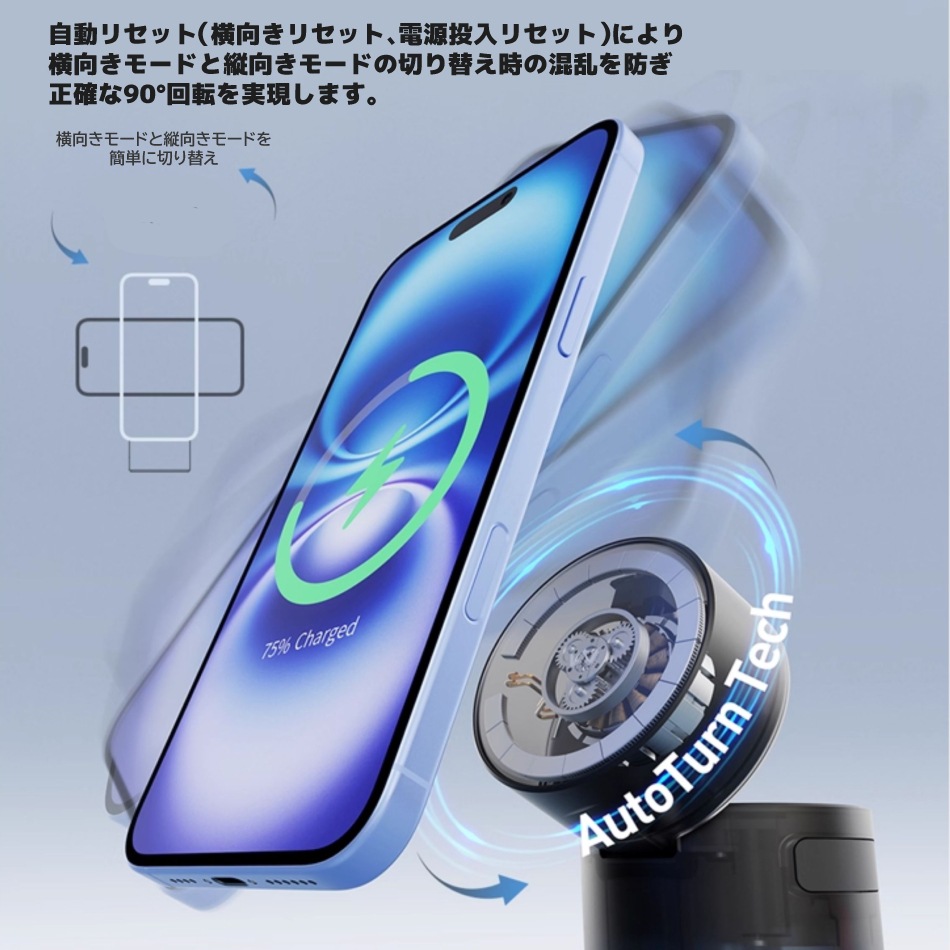 iWALK 3-in-1 ワイヤレス充電器 StandMe Auto 自動回転スクリーン充電スタンド 充電器 充電スタンド マグネット付き