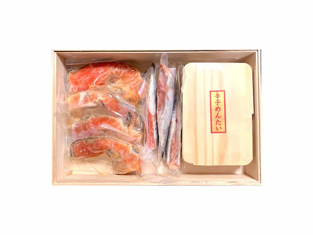 木箱梱包 いわし明太子+鮭カマめんたい漬+辛子明太子 無着色(上切子)|タナカフーズ 福岡 からすみ 明太子 通販直売 木箱梱包 いわし明太子+鮭カマめんたい漬+辛子明太子 無着色(上切子)|タナカフーズ 福岡 からすみ 明太子 通販直売