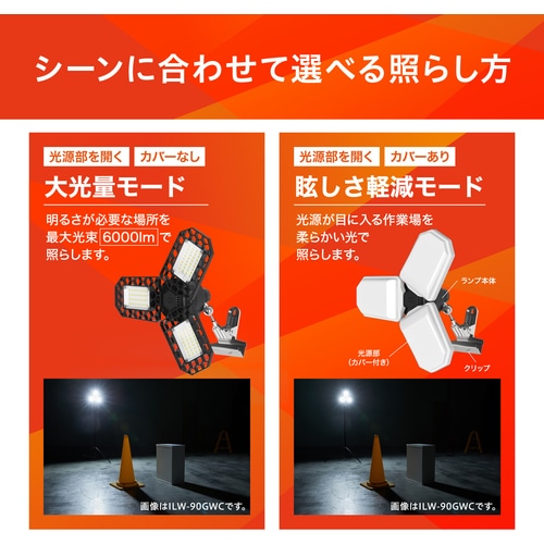 アイリスオーヤマ ILW-60GWC 配光可変型LEDクリップライト 6000lm