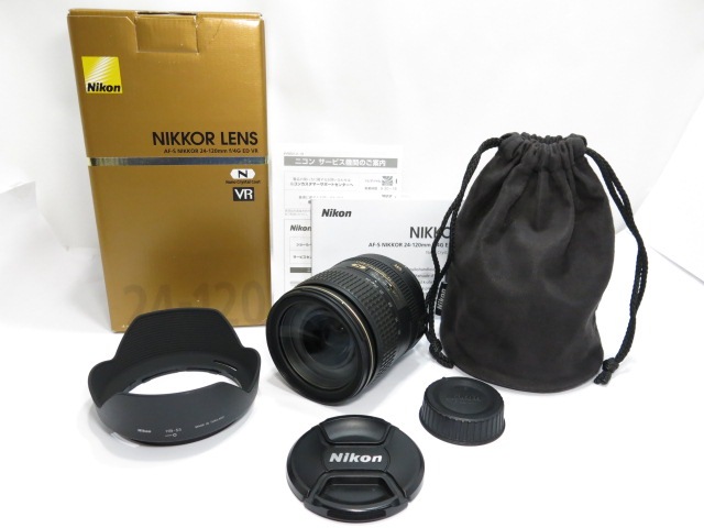 ■商品名：Nikon AF-S 24-120mm F4G ED VR N 純正フード・純正ポーチ・説明書・元箱付 ニコン  [管ET548]-カメラの多成堂