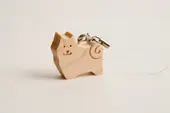 木のストラップ　柴犬