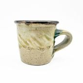 キマノ陶器　ストレートマグカップ　白×緑①