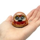小砂焼　豆ふくろう　鉄赤