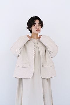 美品⁑オオカミとフクロウ　フクロウと小さい花びらのティール　リネン混　ティアード 美品⁑オオカミとフクロウ フクロウと小さい花びらのティール