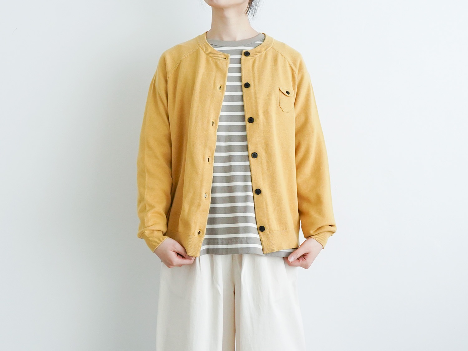 き*ー様 新品☆休日と詩☆休日のスモールポケット カーディガン☆イエロー セール】休日のスモールポケットカーディガン（カーディガン/ボレロ