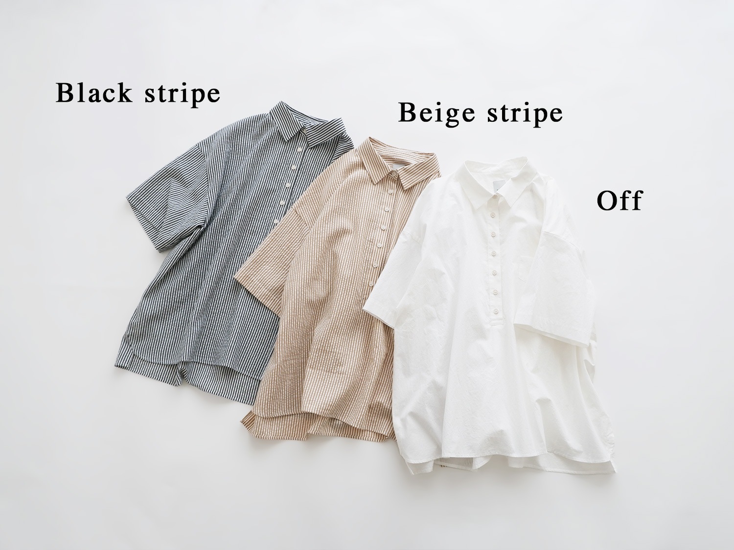 休日と詩 半袖ビッグシャツ 綿100% ライトグレー 20%OFF】休日と詩 ホリデーガーデンシャツ“5分袖” | 休日と詩