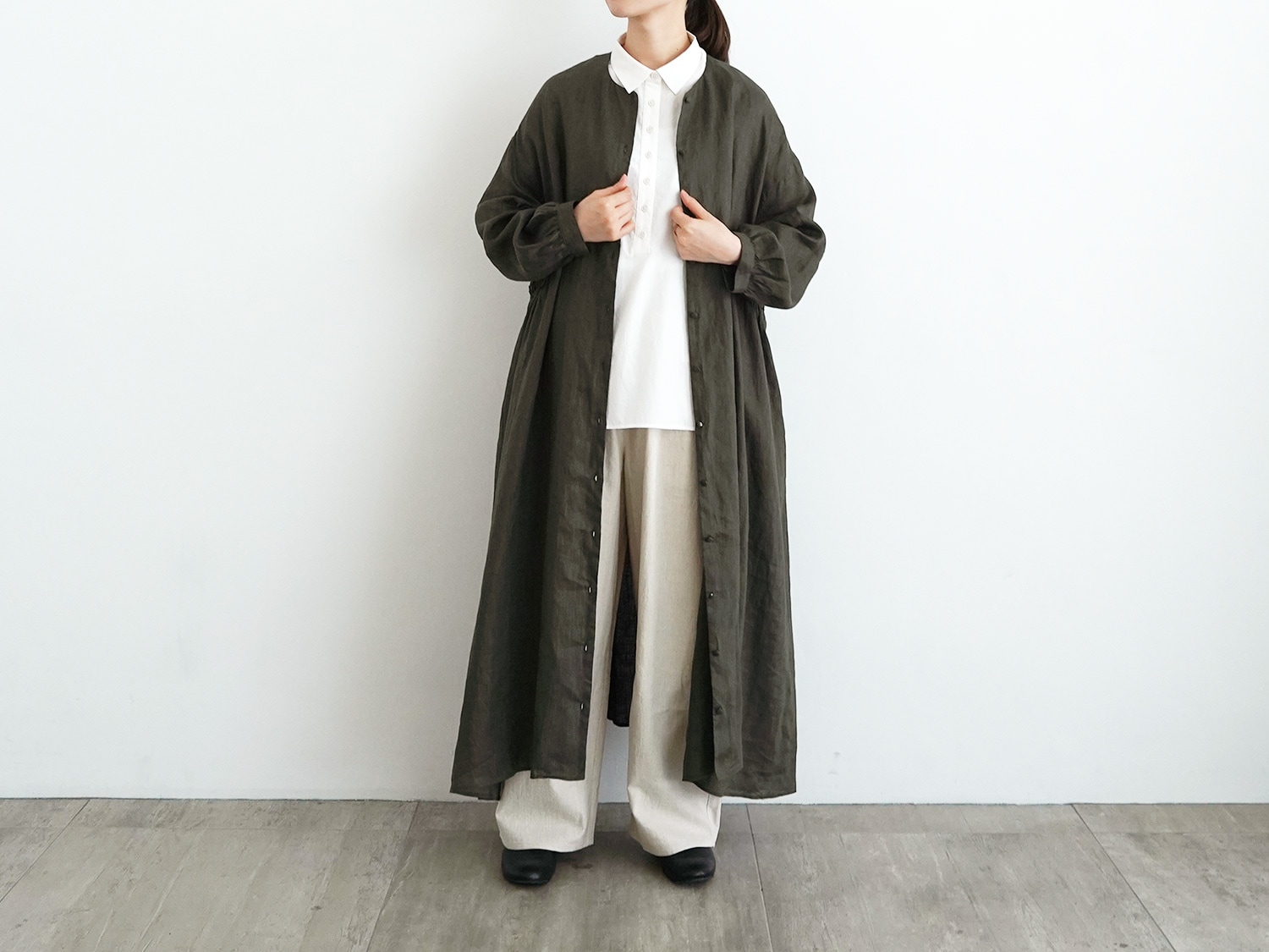 24SS オオカミとフクロウ フクロウと佇む木々の木漏れ日　ロングワンピース 新品タグ付き オオカミとフクロウ フクロウと佇む木々の木漏れ日