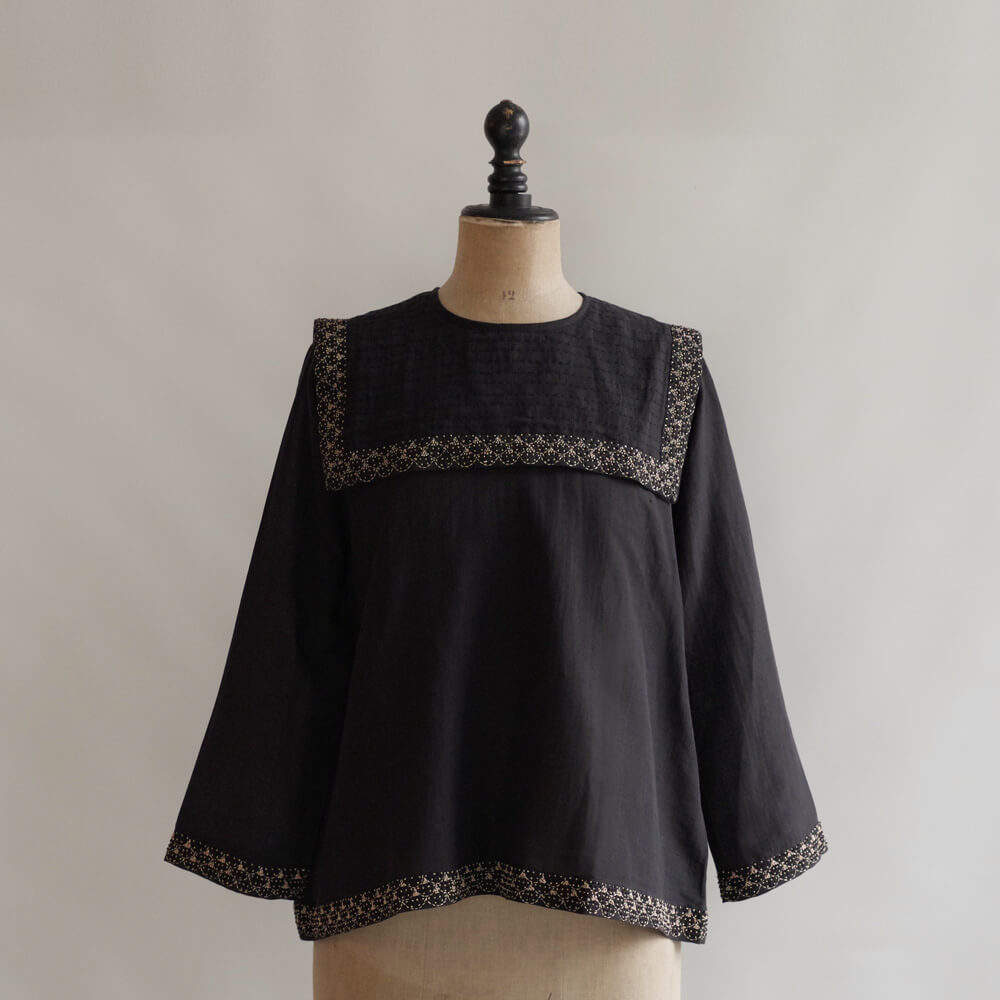 ブノン BUNON : KANTHA Sailor Blouse カンタ刺繍セーラーカラーブラウス-trip&things