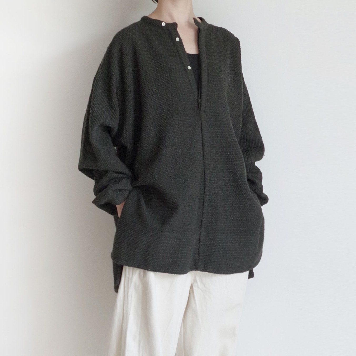 【2023/定価2.7万】キタン quitan *Kaftan Shirt Khadi Cotton カディコットンカフタンシャツ*1綿ネイビー(k25-2506-129)【40G52】 2023SS quitan キタン KAFTAN SHIRT KHADI COTTON カディ