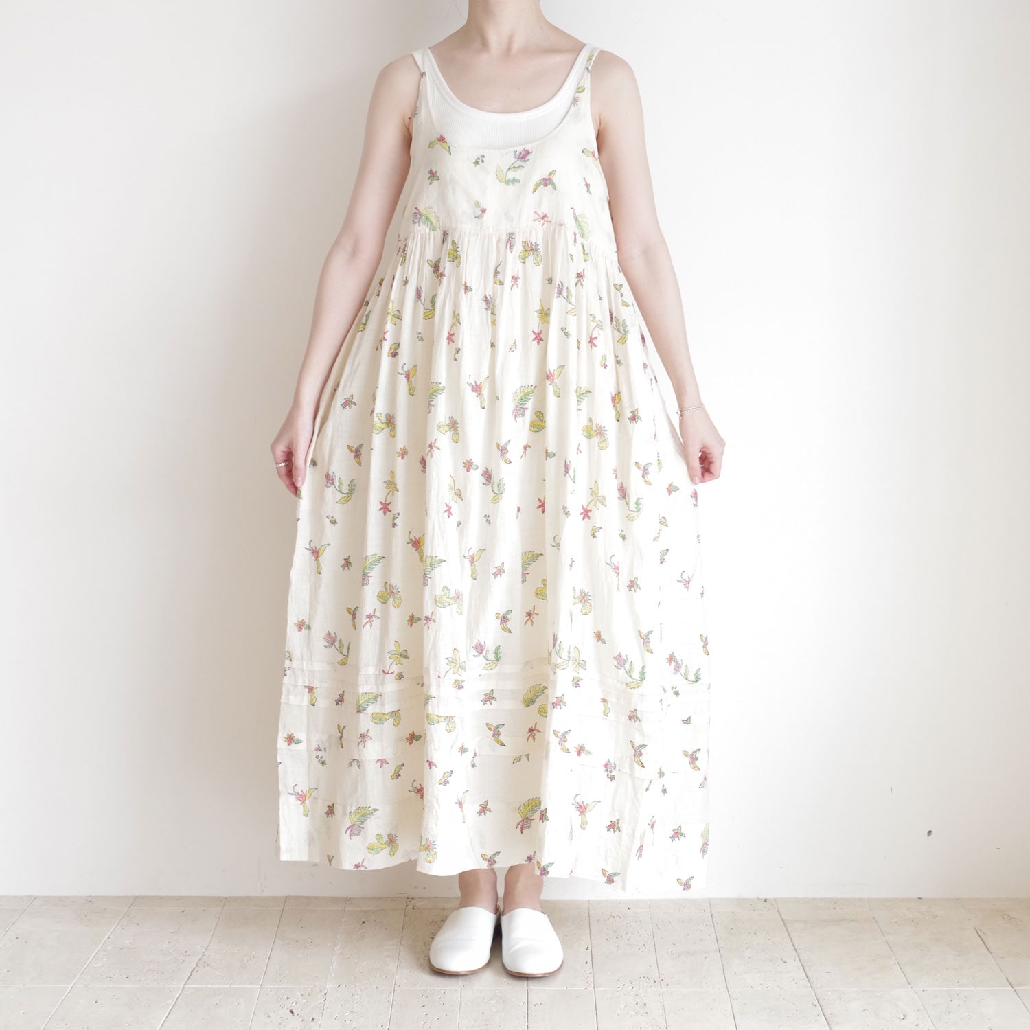 injiri インジリ：Herbarium-180 ブロックプリントキャミソール