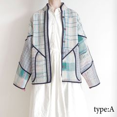 NAMAI �ʥޥ���THE LADHIYA QUILTED PATCHWORK KANTHA JACKET ��С����֥륫�󥿥���ȥ��㥱�å�(jk91-2604-27)
