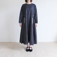 BELEH �٥졧100��Hand Woven Silk gathered dress �����ɥ��㥶�����륯���ԡ�����Blue��