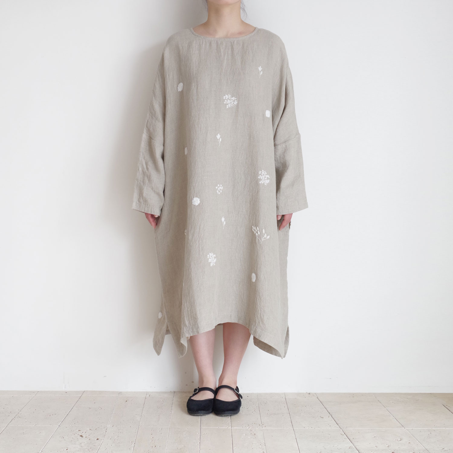 AODRESS アオドレス : purana emb T-dress リネン刺繍ワンピース