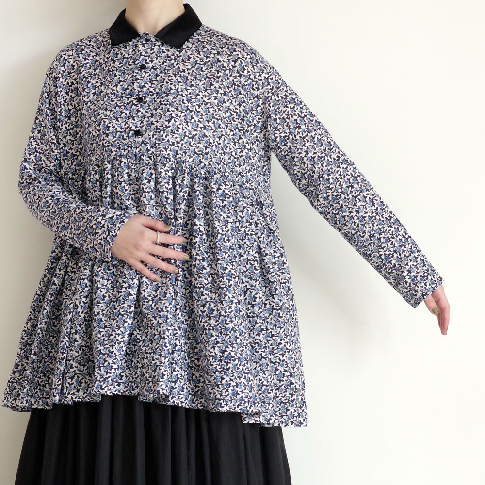 R&D.M.Co- ������ɥޥ󥺥ơ��顼 : OLD BLUE WAIST GATHER BLOUSE ��ͥ�ץ��ȥ��㥶���֥饦��