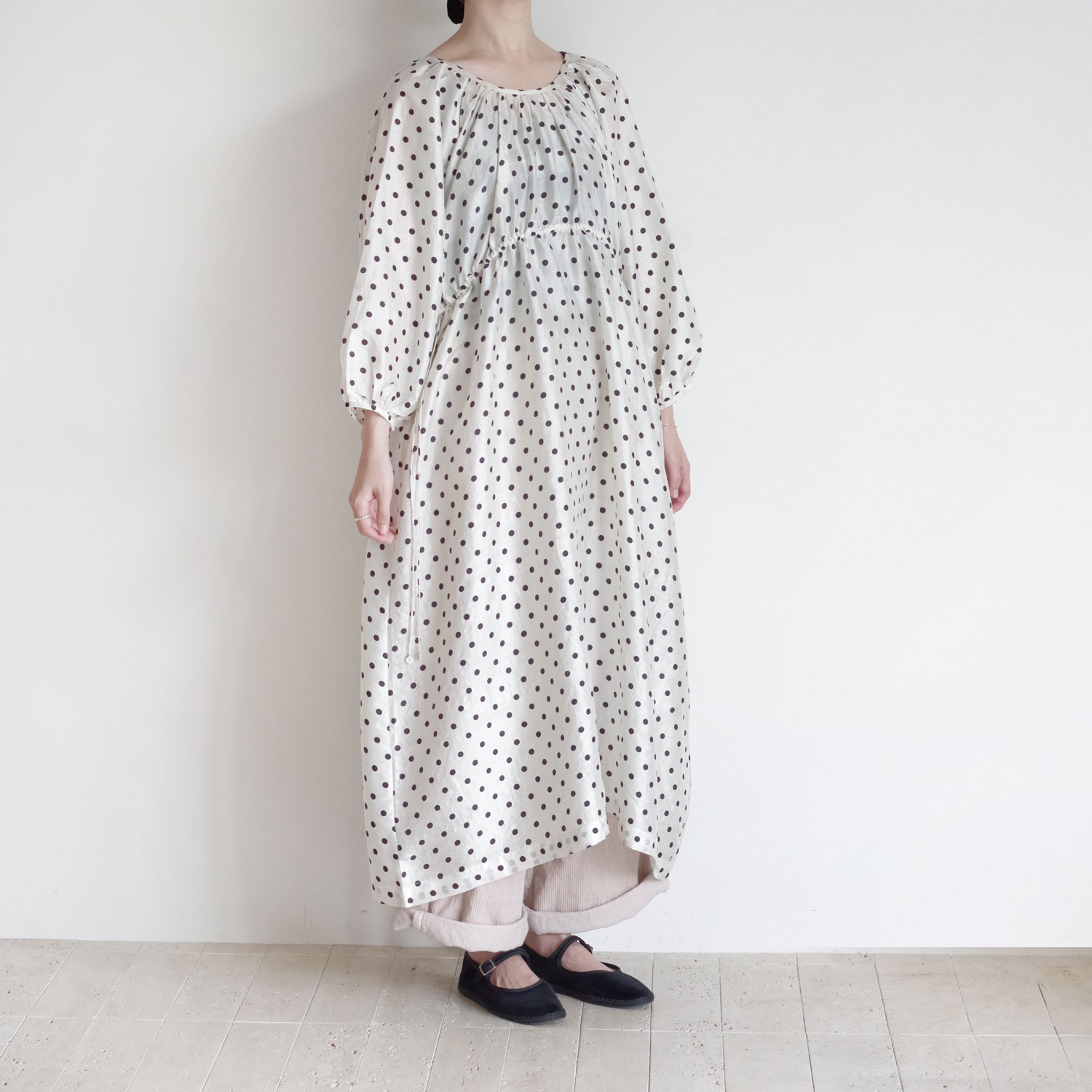 BUNON �֥Υ� : Back Button Dress �ɥåȥץ��ȥХå��ܥ�����ԡ���