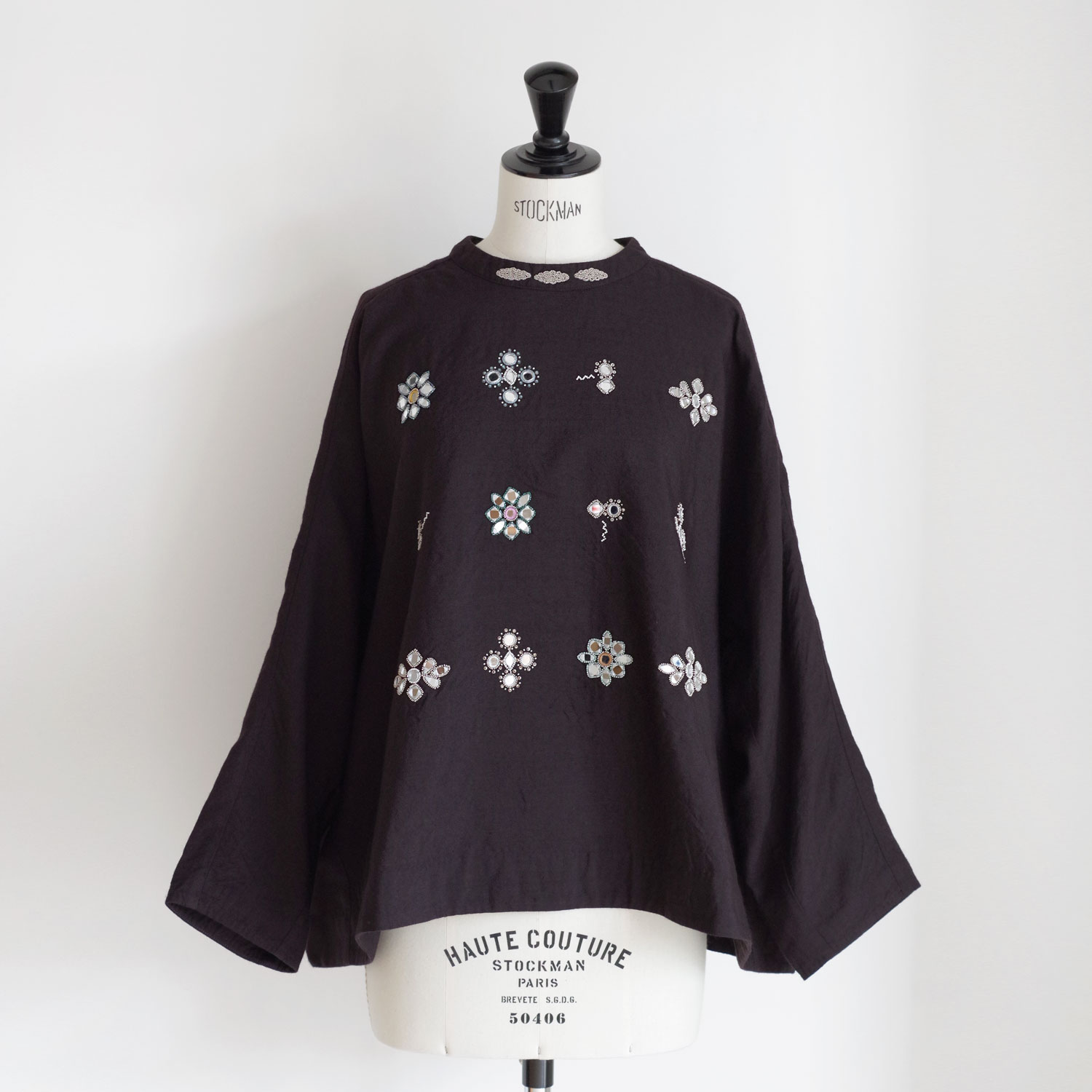 AODRESS �����ɥ쥹 : full folitage lights mock neck blouse ��å��ͥå��֥饦��