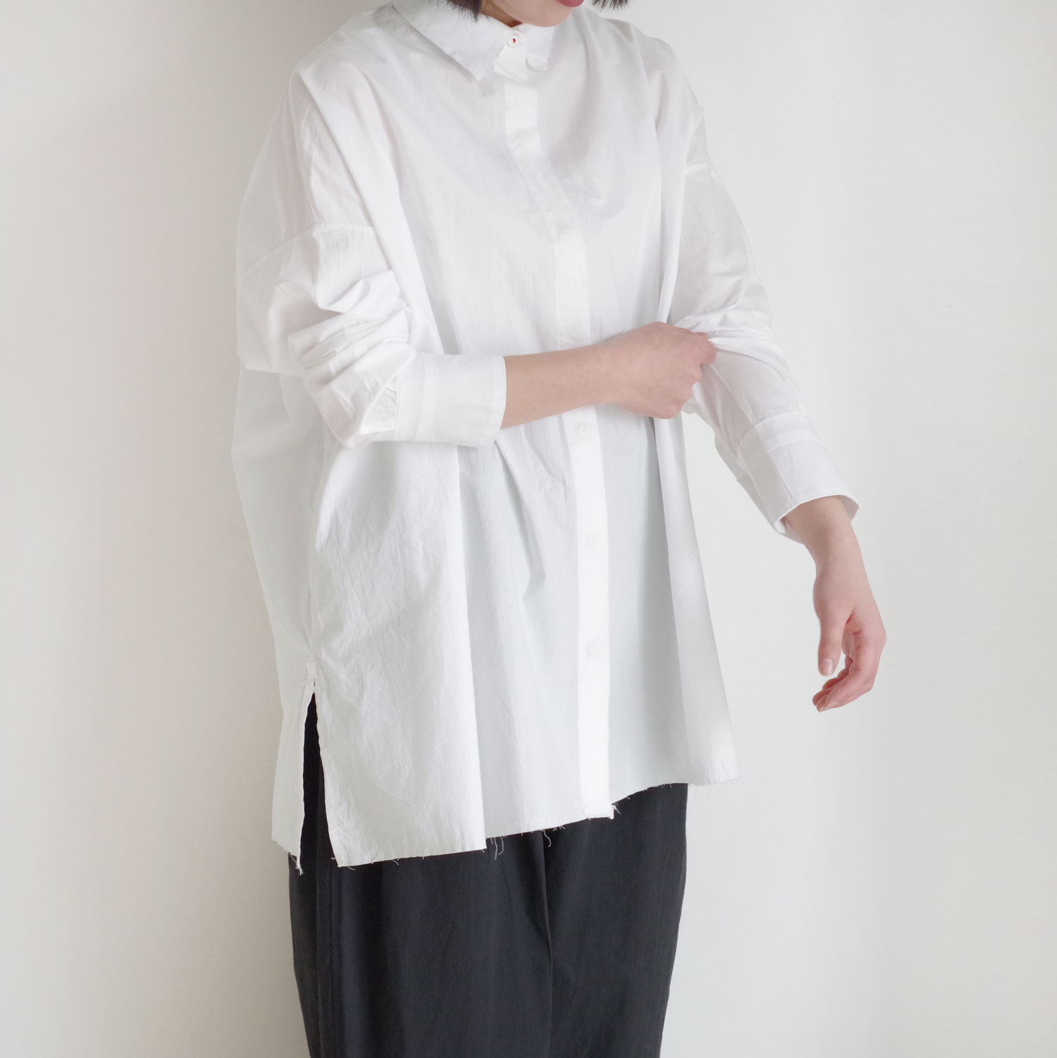 H+ HANNOH WESSEL ���å���ץ�她���Ρ��������� : SHIRT Carletta(White) �ե饤�ե���ȥ磻�ɥ����