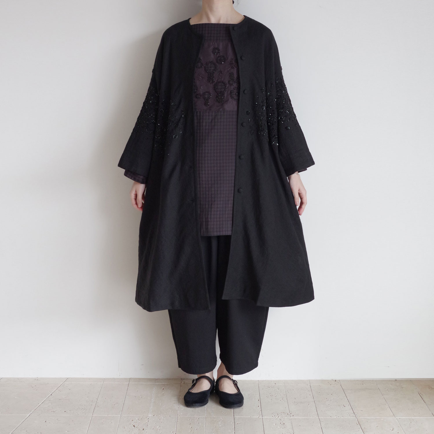 AODRESS �����ɥ쥹 : sprayed NIWA northern sequins coocoon coat �ɽ�������