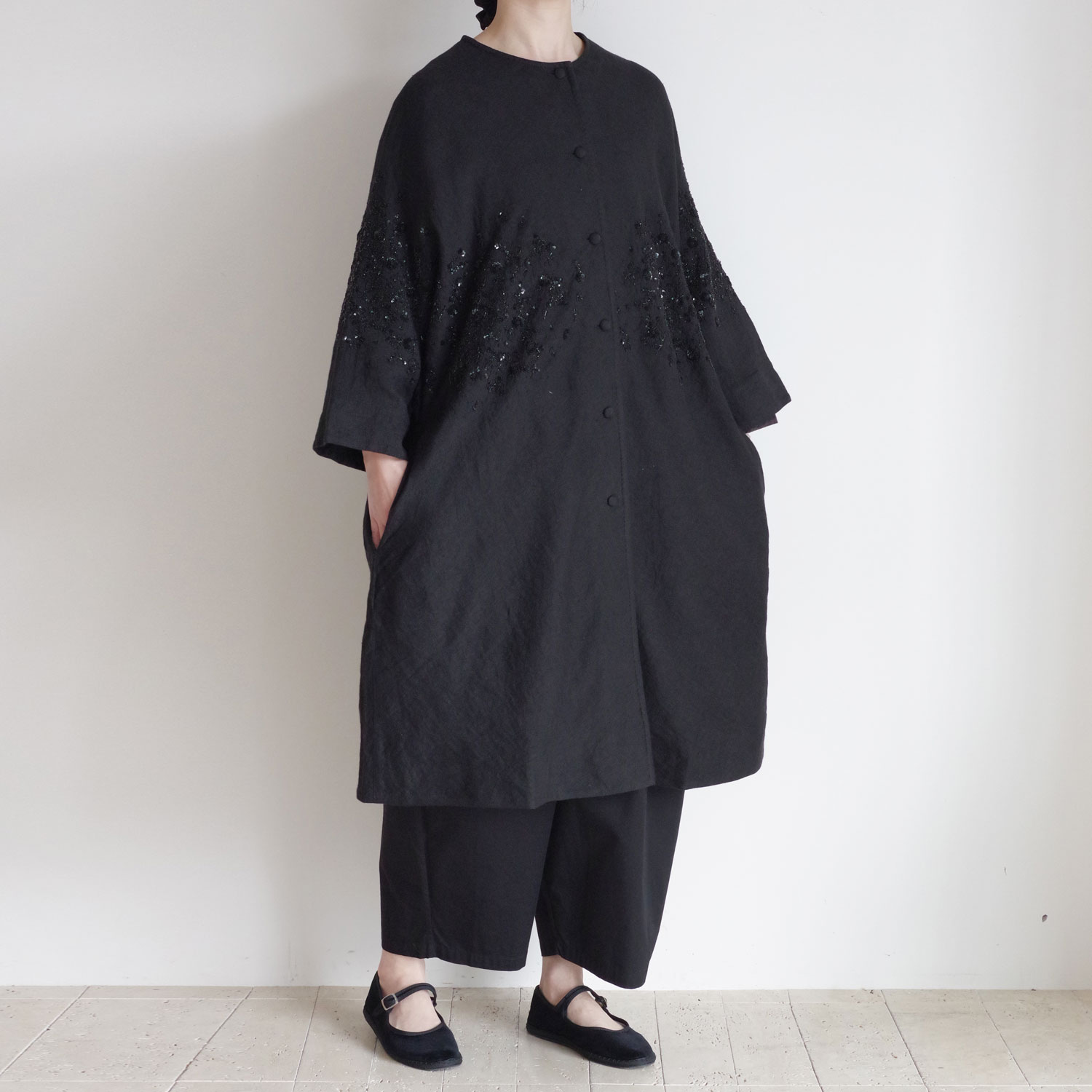 AODRESS �����ɥ쥹 : sprayed NIWA northern sequins coocoon coat �ɽ�������