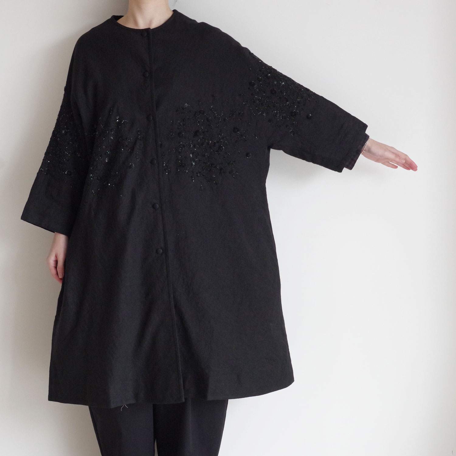 AODRESS �����ɥ쥹 : sprayed NIWA northern sequins coocoon coat �ɽ�������