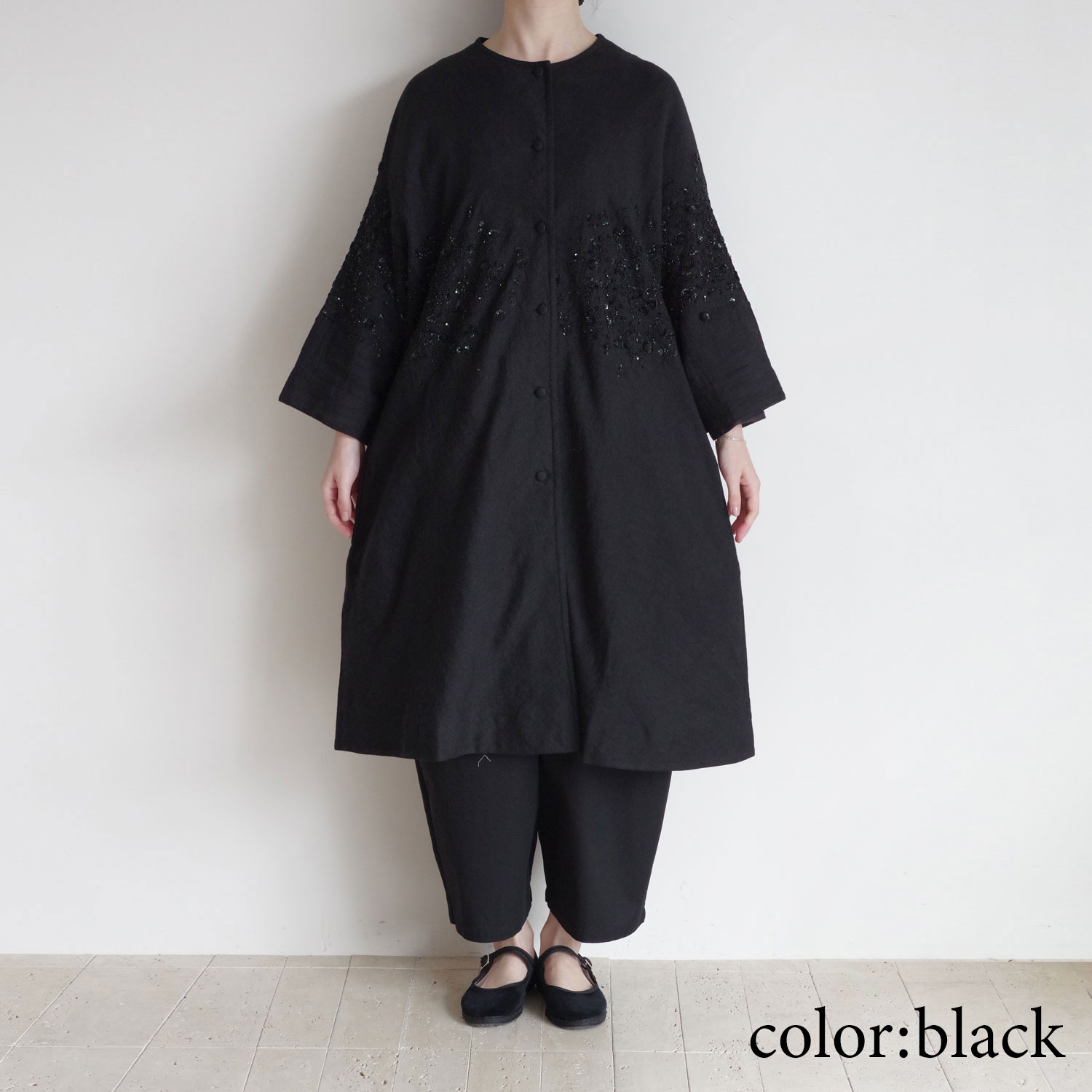 AODRESS �����ɥ쥹 : sprayed NIWA northern sequins coocoon coat �ɽ�������