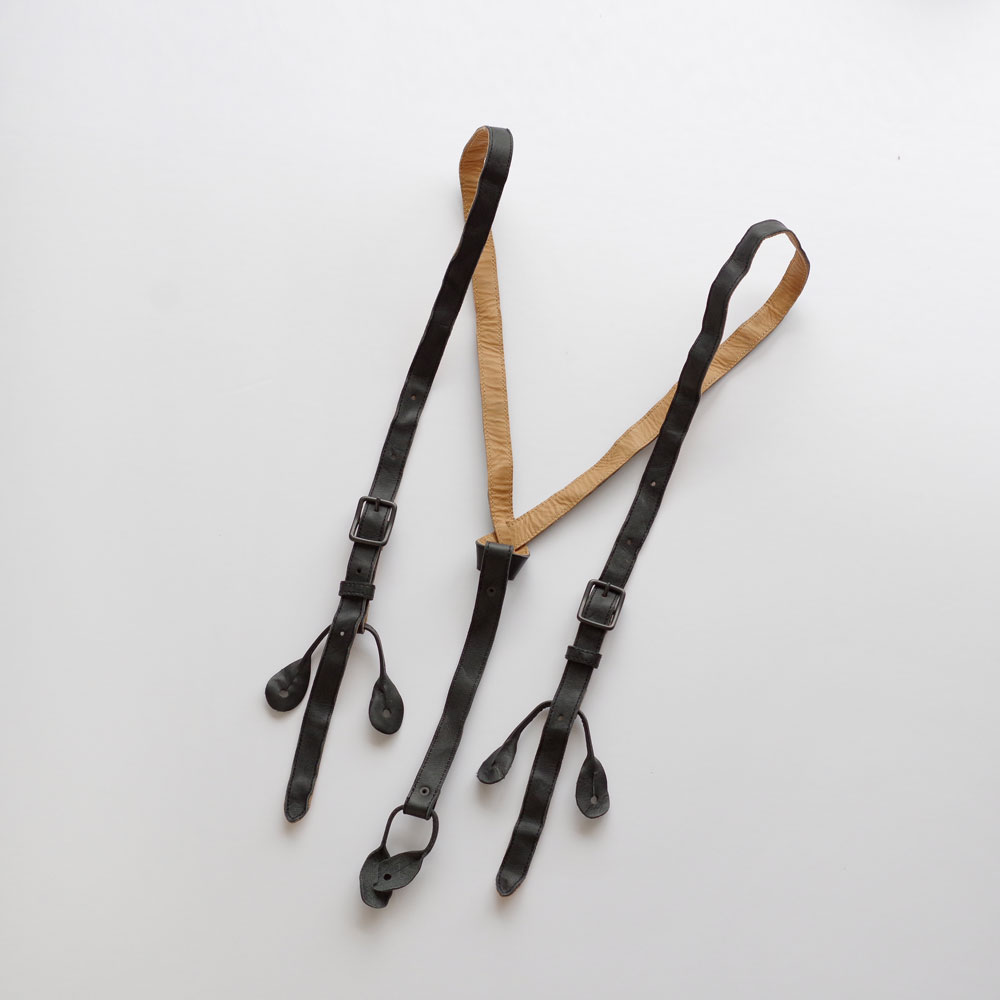 GARMENT REPRODUCTION OF WORKERS : LEATHER SUSPENDER BLACK �쥶�������ڥ����