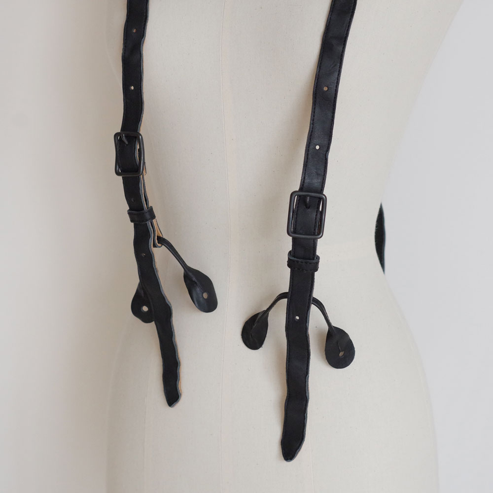 GARMENT REPRODUCTION OF WORKERS : LEATHER SUSPENDER BLACK �쥶�������ڥ����