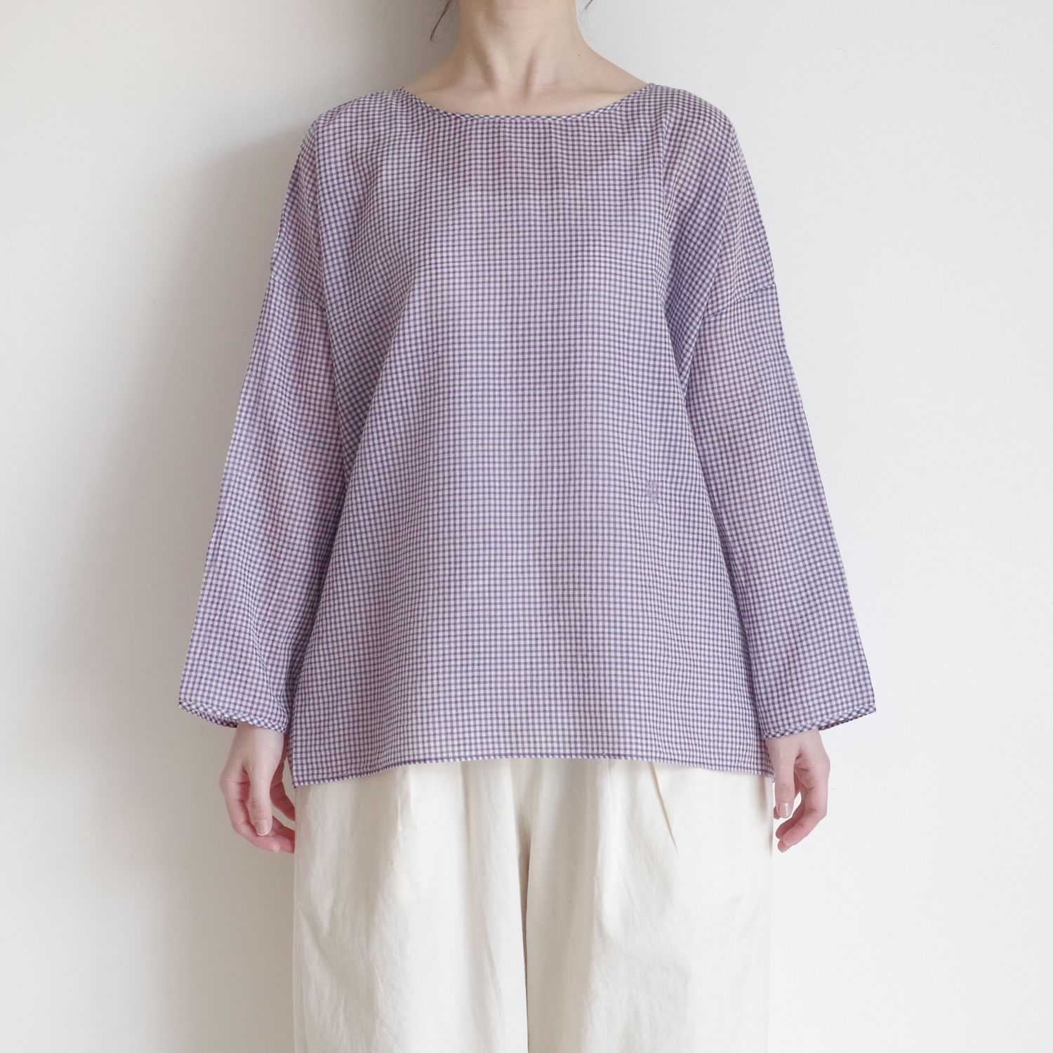 maison de soil �᥾��ɥ����� : HANDWOVEN COTTON/SILK GINGHAM CHECK �ɥ��åץ��������֥饦��