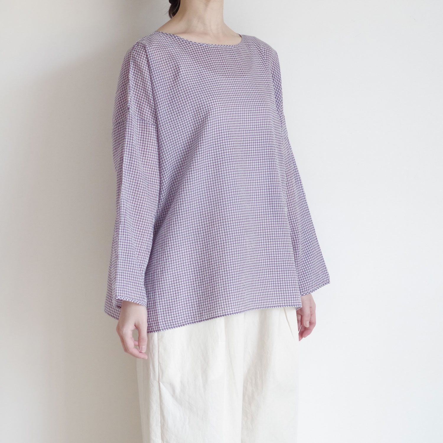 maison de soil �᥾��ɥ����� : HANDWOVEN COTTON/SILK GINGHAM CHECK �ɥ��åץ��������֥饦��
