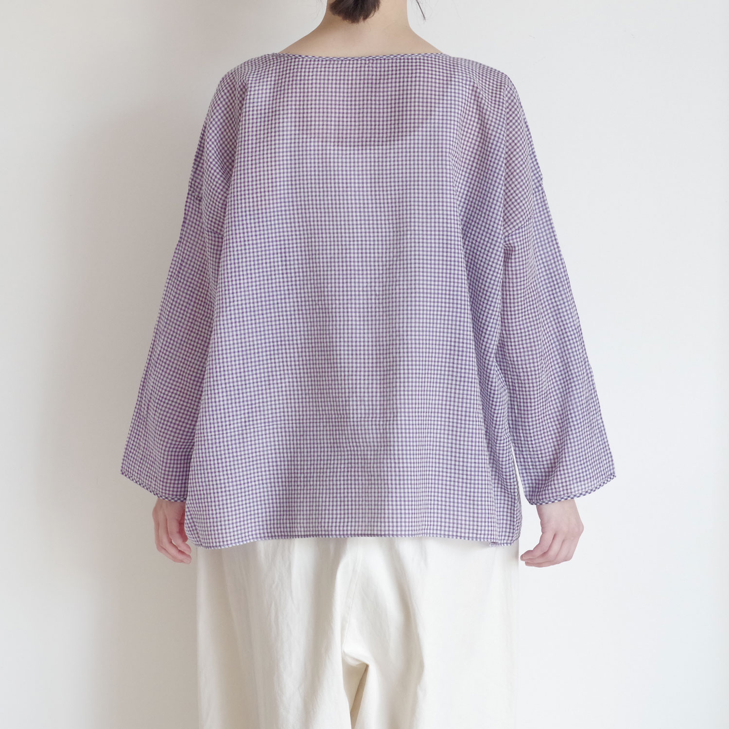 maison de soil �᥾��ɥ����� : HANDWOVEN COTTON/SILK GINGHAM CHECK �ɥ��åץ��������֥饦��