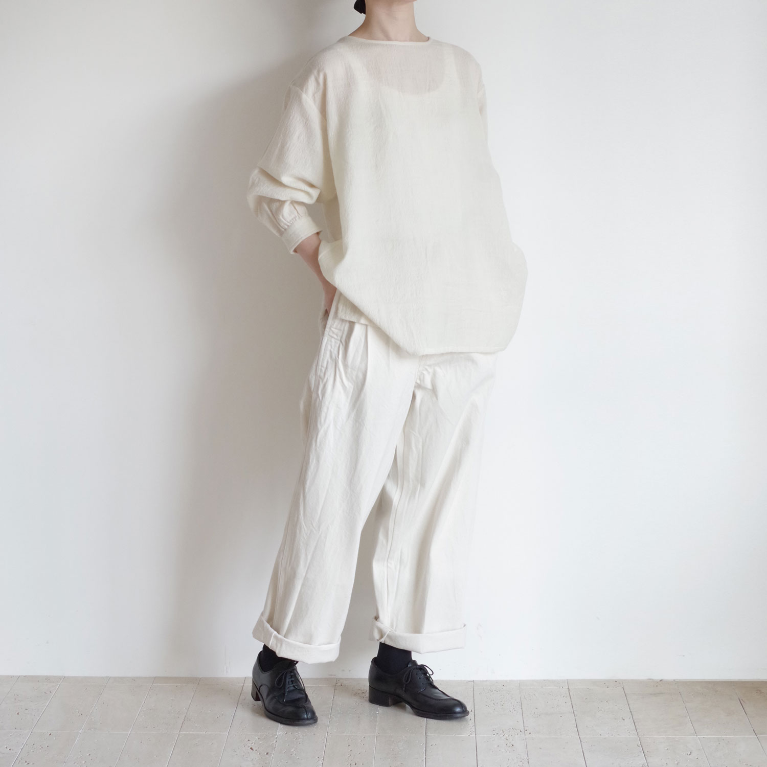 maison de soil ᥾ɥ : BOAT-NECK BACK PINTUCK SHIRT ܡȥͥå