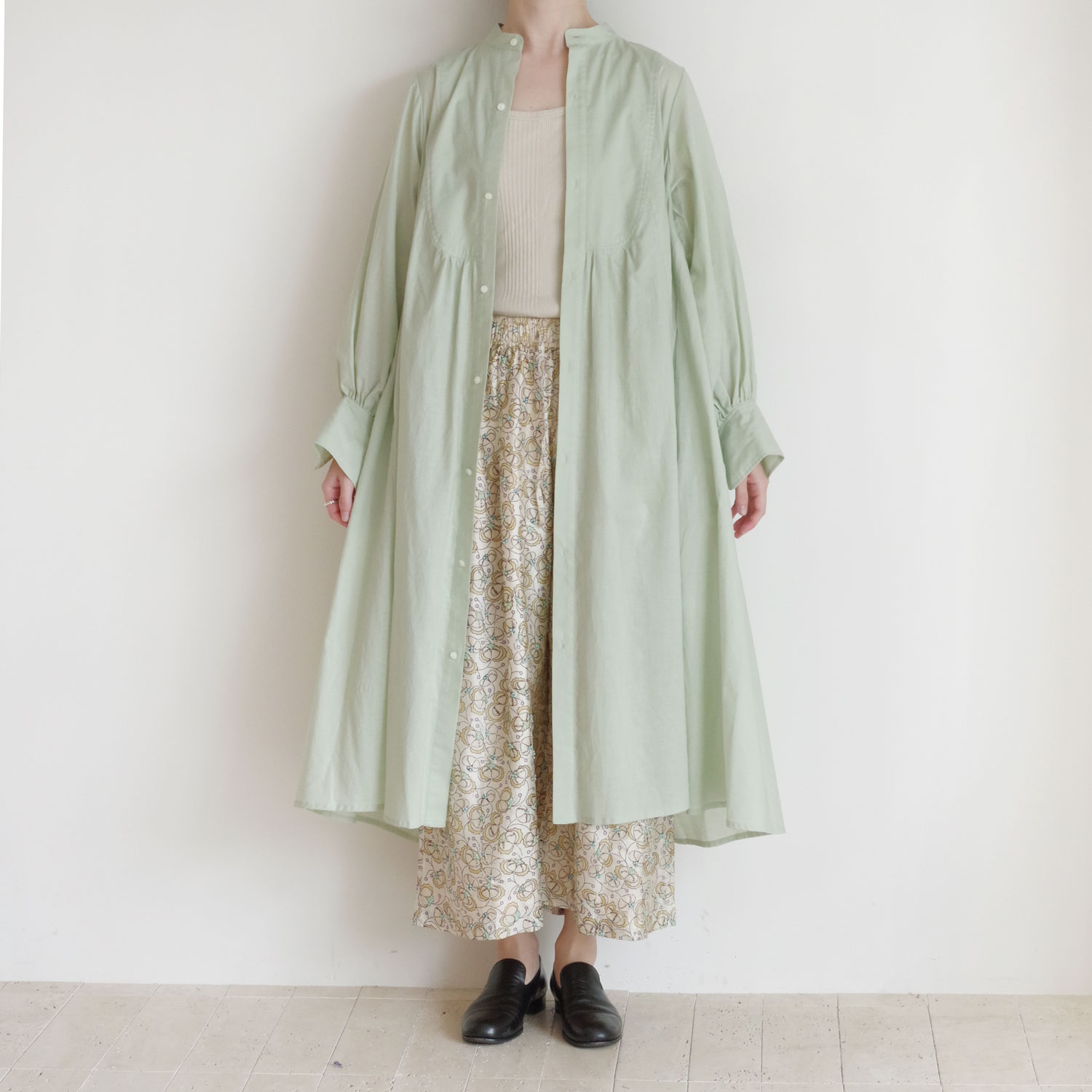 the last flower of the afternoon : �ż�η��� robe shirt dress (lightgreen) ���ԡ���