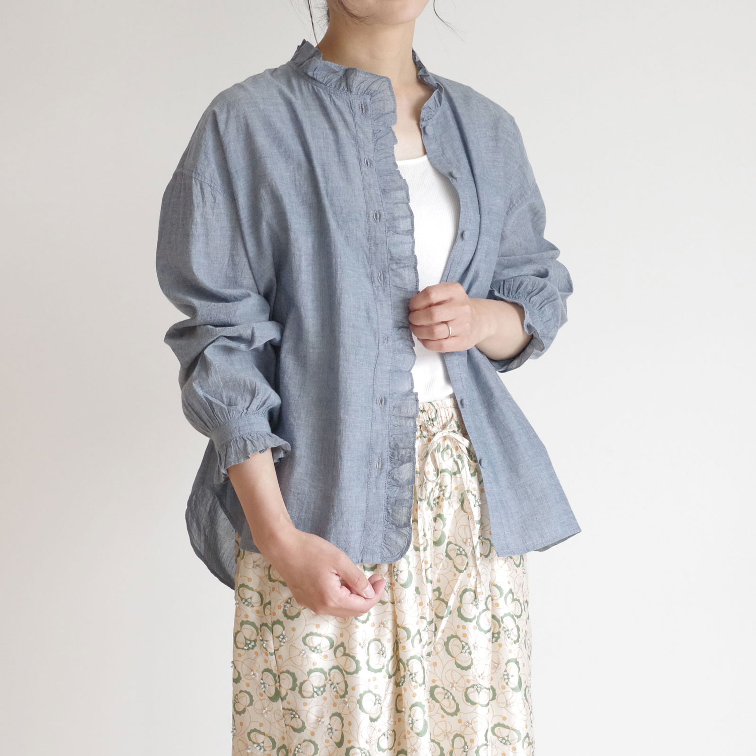 maison de soil �᥾��ɥ����� : HANDWOVEN YARN DYE NATURAL INDIGO CHAMBRAY �ե�륫�顼�����