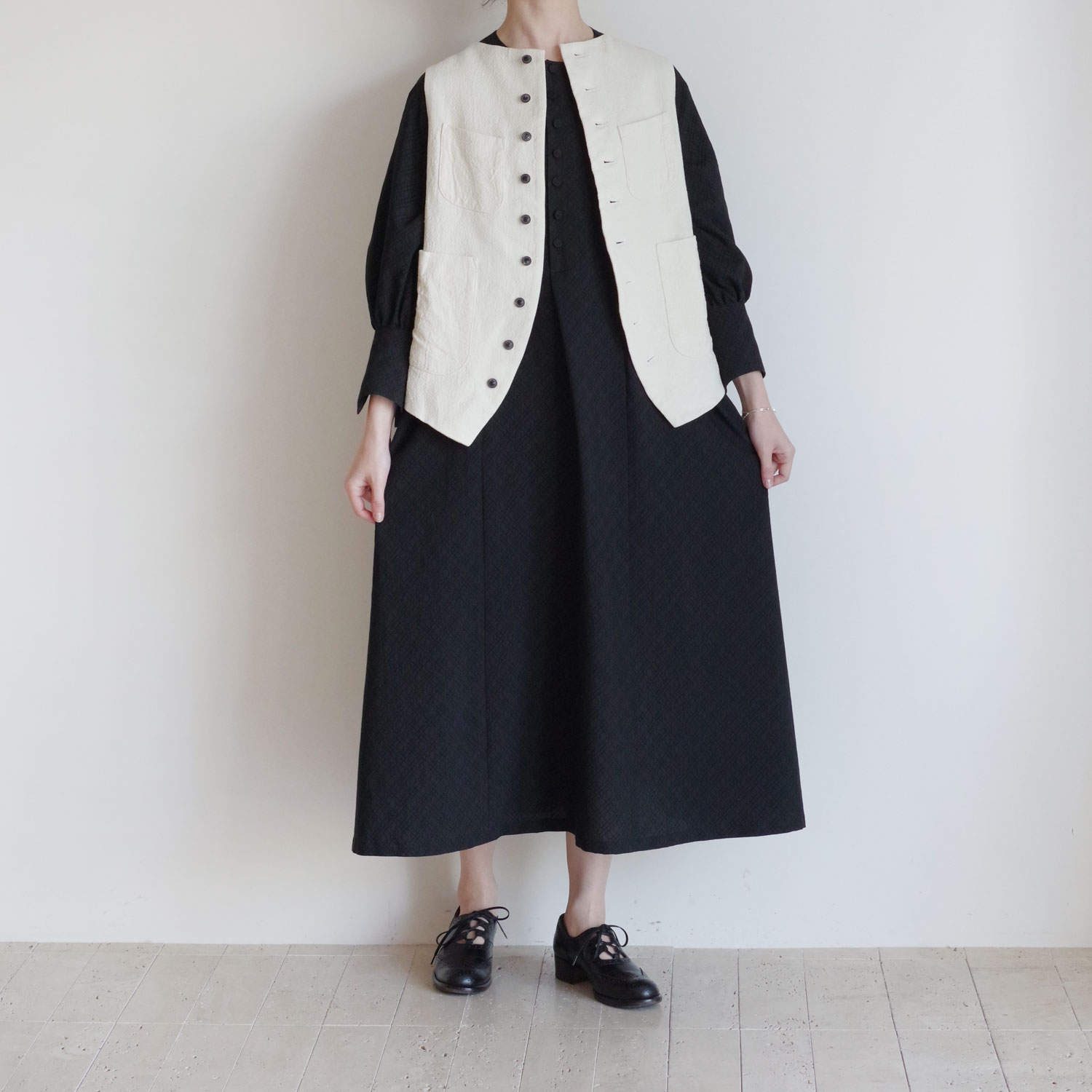 the last flower of the afternoon : �ʤ뾿 Collarless Half-placket shirt dress