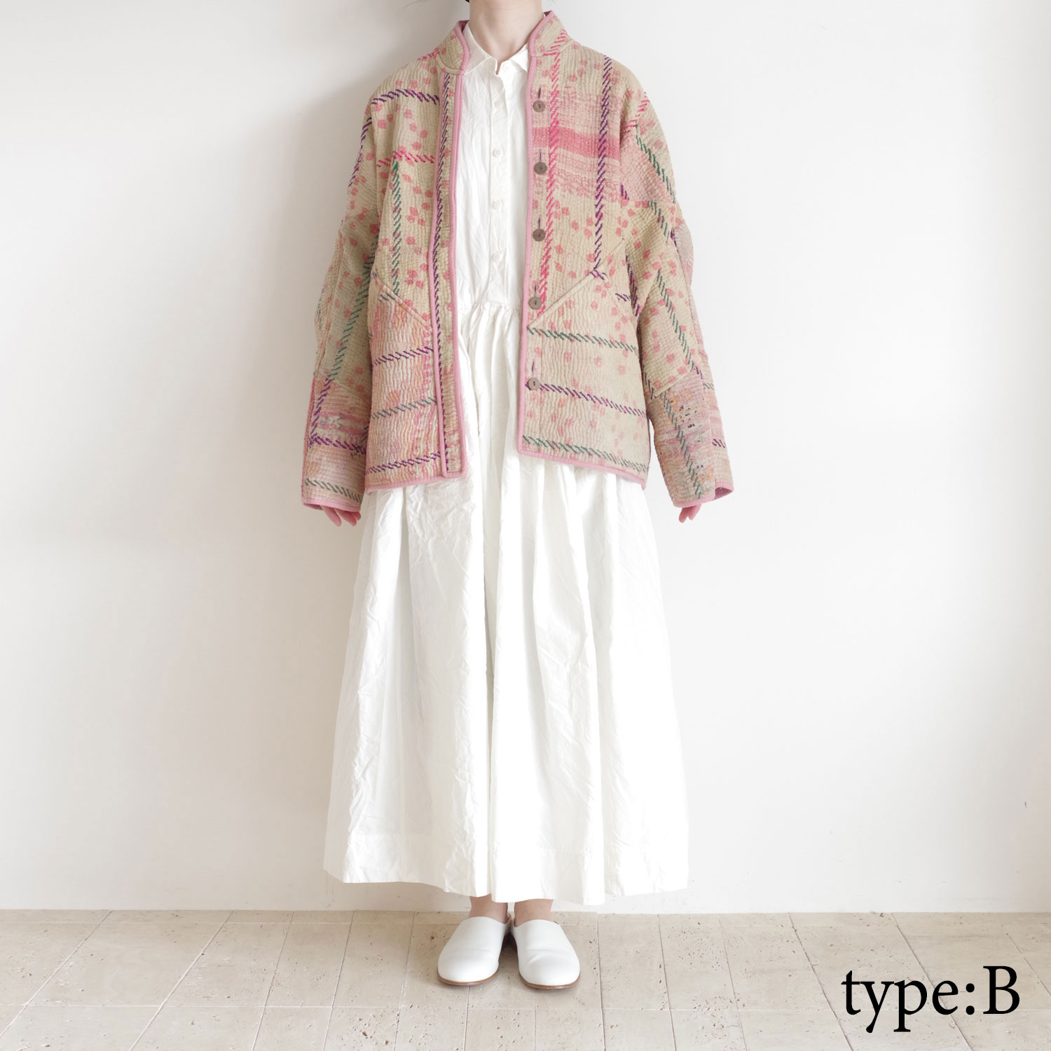 NAMAI �ʥޥ���THE LADHIYA QUILTED PATCHWORK KANTHA JACKET ��С����֥륫�󥿥���ȥ��㥱�å�