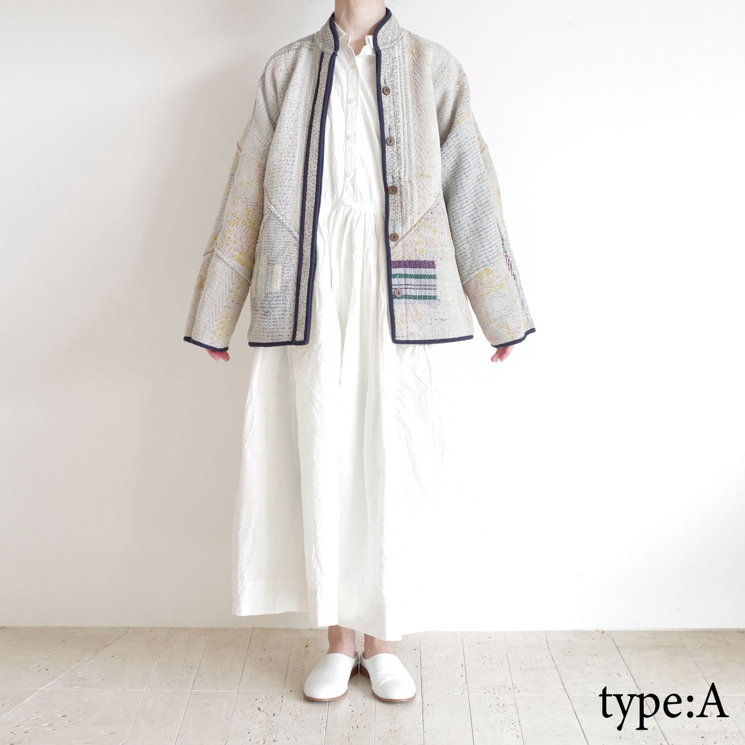 NAMAI �ʥޥ���THE LADHIYA QUILTED PATCHWORK KANTHA JACKET ��С����֥륫�󥿥���ȥ��㥱�å�