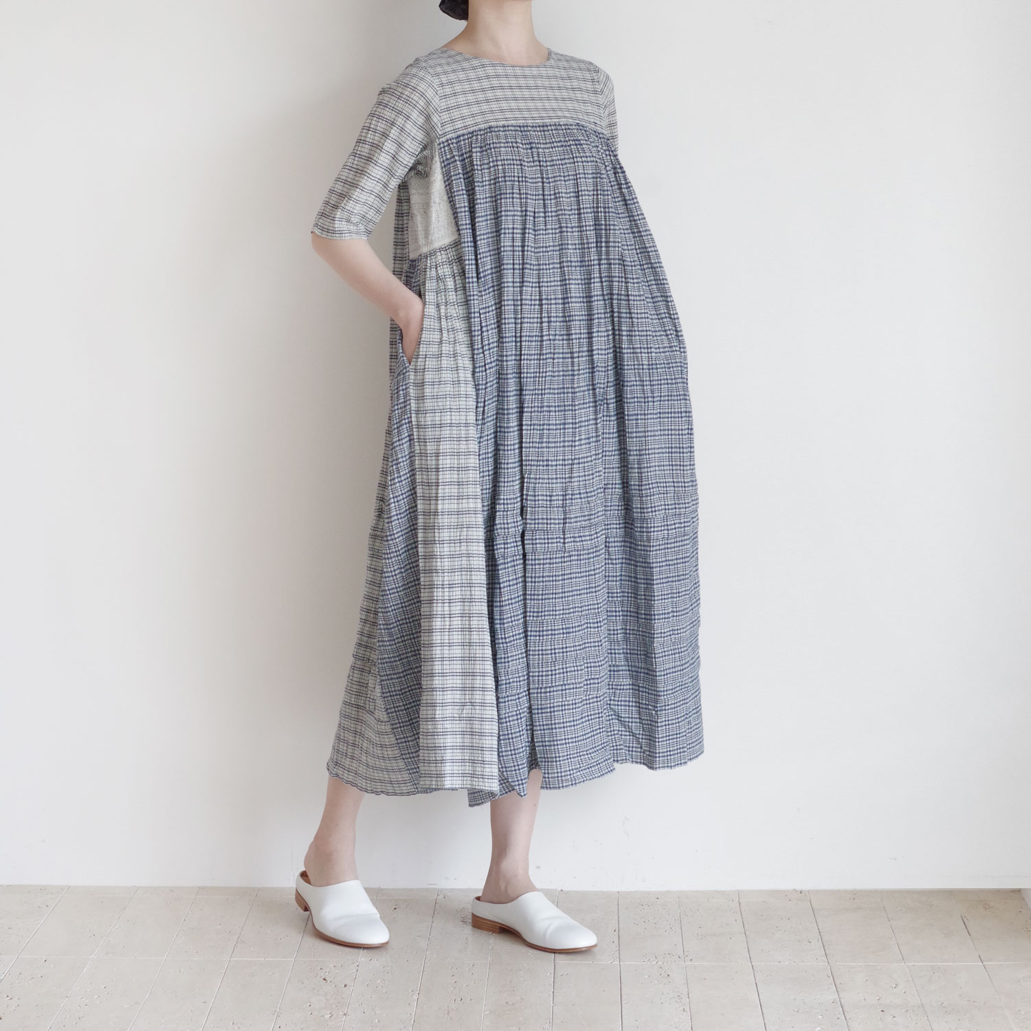 Maku textiles インドカディジャムダニのシャツワンピース Maku textiles インドカディジャムダニのシャツワンピース