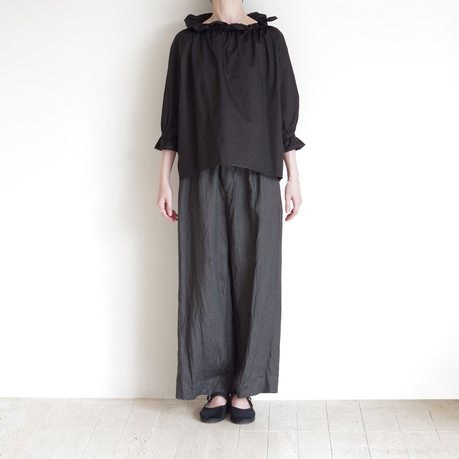 R&D.M.Co- ������ɥޥ󥺥ơ��顼 : G.D TWILL COTTON FRILL COLOR BLOUSE �ե�륫�顼�֥饦��