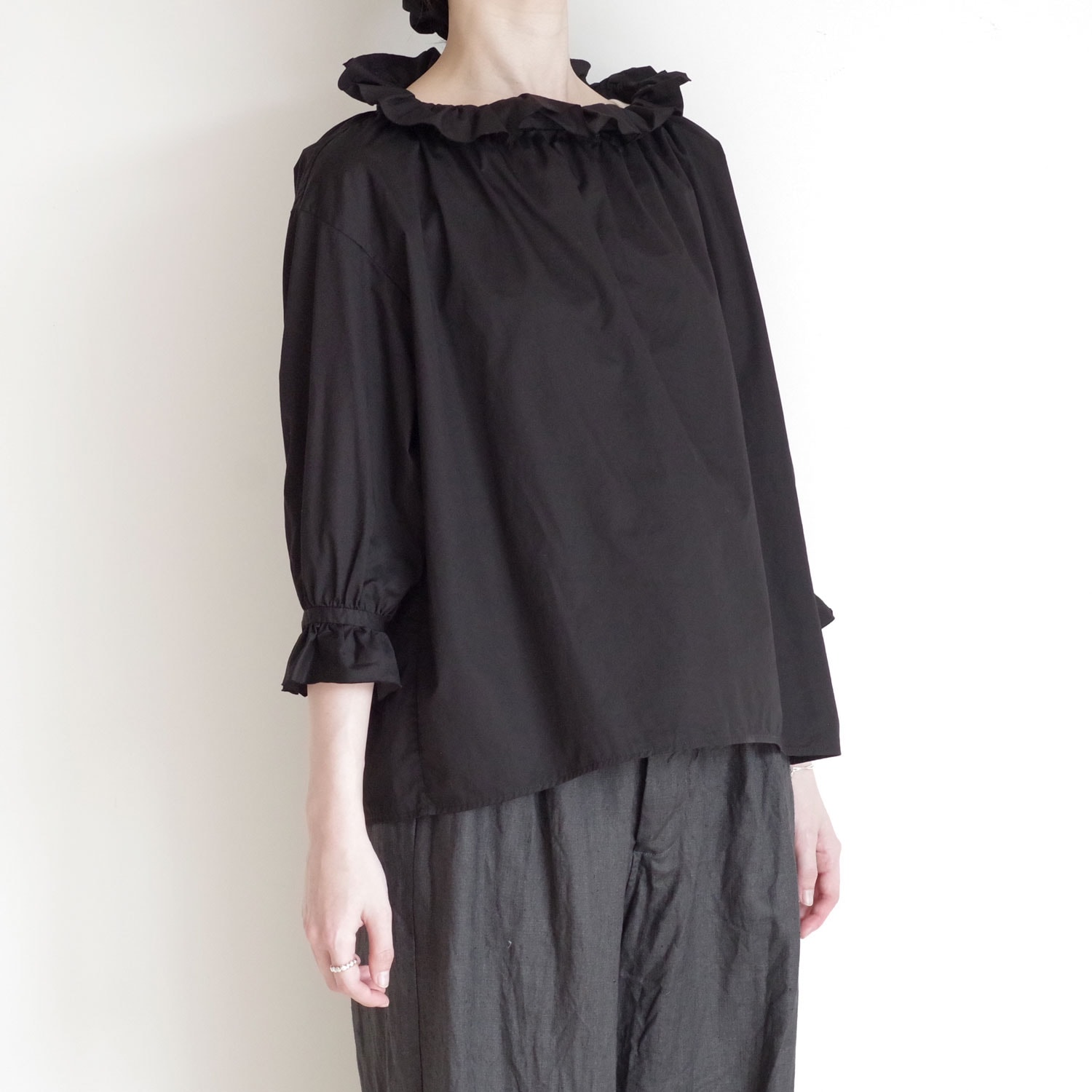 R&D.M.Co- ������ɥޥ󥺥ơ��顼 : G.D TWILL COTTON FRILL COLOR BLOUSE �ե�륫�顼�֥饦��